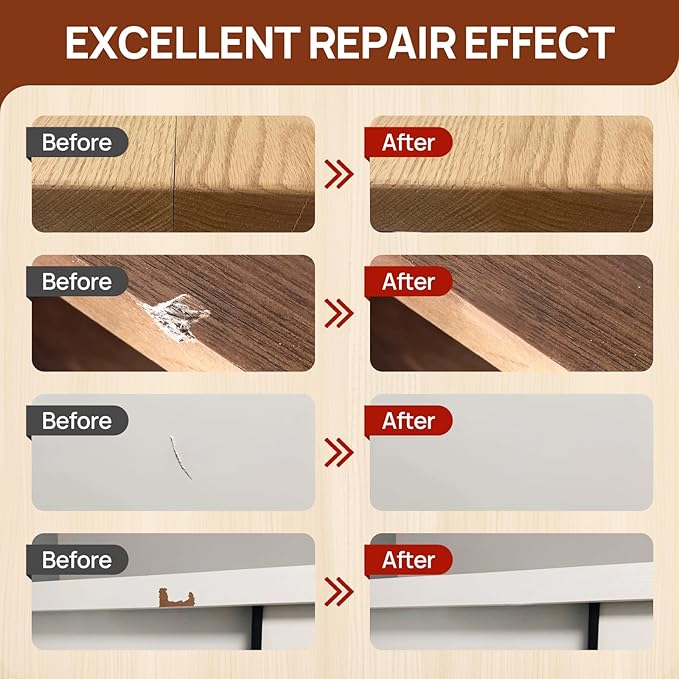 Wood Furniture Repair Kit, Wood Touch up Fillers, Repair Scratches, Cracks, Paint Chips, and Nail Holes on Furniture, Floors, Doors, Cabinets, and Tables (5 Light Colors)