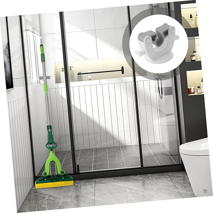 Happyyami 2 Pcs Mop Hook Mop Holder Wall Mounted Mop Broom Holder Wall Mounted Wall Hangers for Brooms and Mops Wall Rack for Brooms and Mops Broom and Mop Organizer Mop Hanger White
