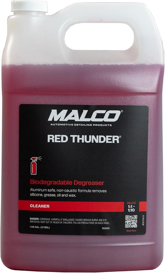 Malco Red Thunder - Automotive Cleaner and Degreaser - Breaks Down Grease & Grime on Engines, Wheels and Tires/Biodegradable, Heavy Duty and Multi-Purpose / 1 Gallon (102301)