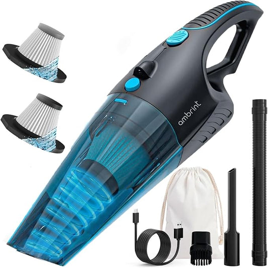 Handheld Vacuum Cordless Rechargeable – 13000PA Powerful Car Vacuum with Best Suction, Lightweight Mini Cleaner for Home/Office, High-Power Dust Busters for Pet Hair, USB Charging & LED Light