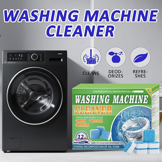 Premium Washing Machine Cleaner Tablets - Washer Machine Cleaner Tablets for Deep Clean & Deodorize, Fits Front Load & Top Load Washers, 12 Pieces Pack