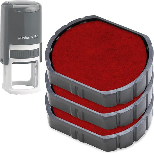 E/R24 Replacement Pad Compatible for 2000 Plus Printer R24 - Water Based - Pack of 3 - Red