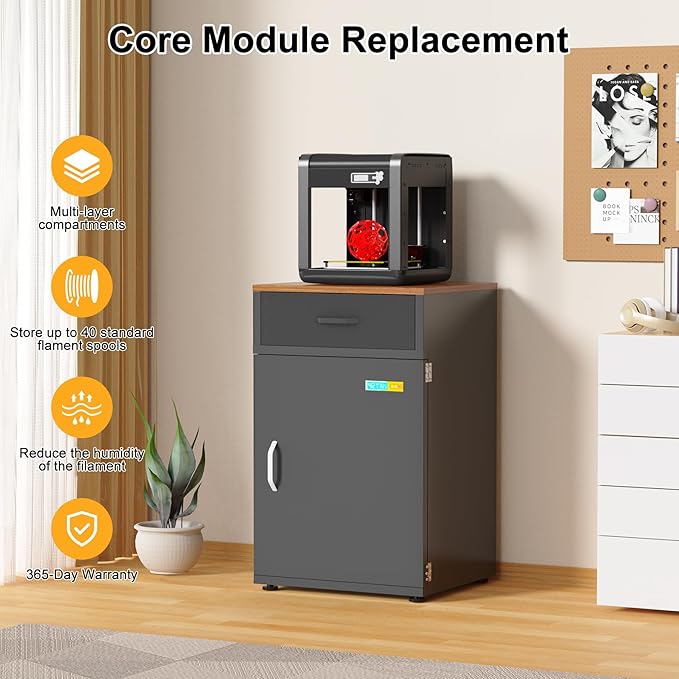 180L 3D Printer Filament Storage Cabinet with Dehumidifier(60W drying power, <8W avg. consumption) | Industrial Sealed Dehumidifying Stand Cabinet Holds 40 Rolls -Compatible with PLA/ABS/TPU (Black)