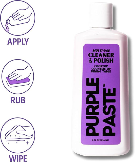 Purple Paste All Purpose Cleaning & Polishing Paste – Tough Stain Remover for Kitchen, Bathroom, Oven, Stove, Tile & Grout – Multi-Surface Cleaner Made in USA, 8oz (Pack of 2)