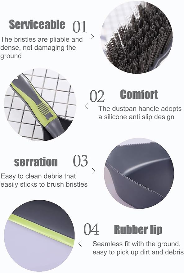 Dust pan Broom Dustpan Brush - Dust Pans with Brush, Dustpan and Brush Set, Handheld Broom and Dustpan Set are Used to Clean Kitchens, Floors, Tables, and Animal Cages.