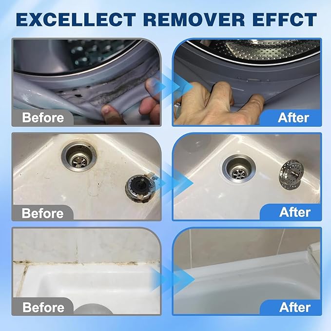 Home Stain Cleaner Gel 7oz, Deep Cleaning Gel with Brush for Tile Grout, Washing Machine Seals, Fridge Rubber, Wall & Shower Stains, Household Cleaning Solution for Bathroom (2)