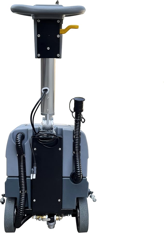 Emotor 15'' Foldable Walk Behind Hand Push Floor Scrubber Machine for Industrial Commercial Use, Upgrade Automatic Water Flow, Machine Size 32"X18"X25"(Gray)