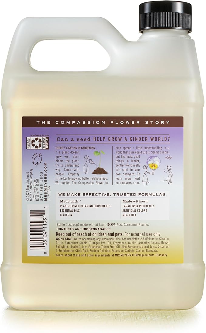 Mrs. MEYER'S CLEAN DAY Liquid Dish Soap Refill,Compassion Flower,Packaging May Vary,48 fl. oz,(Pack of 2)