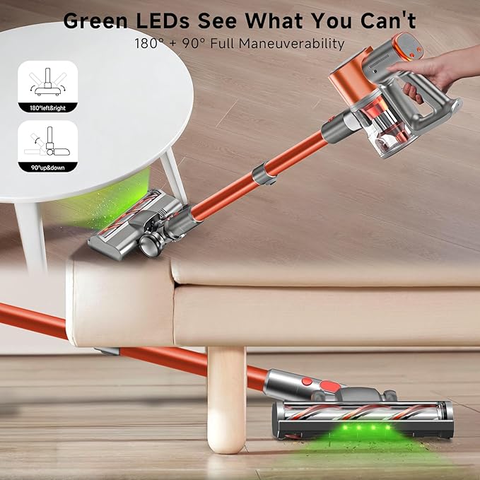 Stick Cordless Vacuum Cleaner - Lightweight Handheld Vacuum with Self Standing, Removable Battery with 45min Running Time, Anti-tangle Wireless Vacuum for Home Pet Hair/Hardwood Floor/Carpet OB
