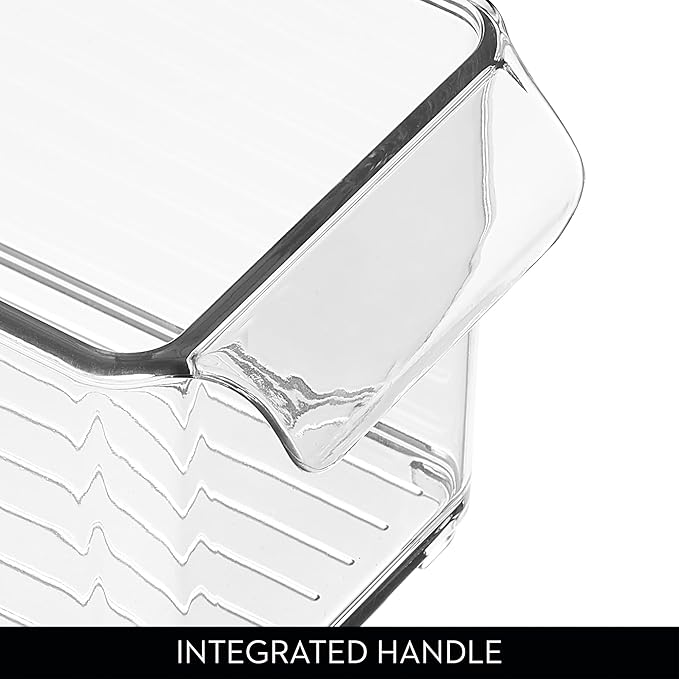 iDesign Stackable Fridge or Freezer Storage Bin with Front Handle, Set of 6, Clear, Made in the USA