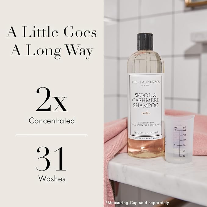 The Laundress Wool & Cashmere Shampoo, Double Concentrated, Cedar Scent, Wool Detergent, Wool wash, Cashmere Shampoo, 16 Fl Oz (Pack of 2)