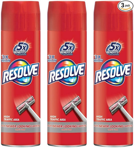 Resolve High Traffic Carpet Foam, 22 oz Can, Cleans Freshens Softens & Removes Stains (Pack of 3)