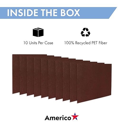 Americo EcoPrep Chemical-Free Floor Finish Remover Pad, 14"x28", Machine Floor Pads for Stripping or Deep Scrubbing, 10 Pads/Case, Maroon