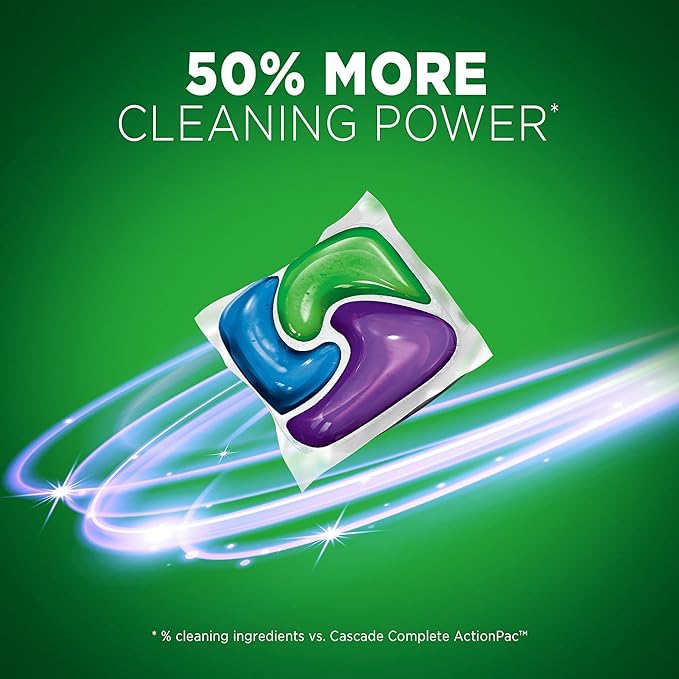 Cascade Platinum ActionPacs + Dishwasher Cleaner, Dishwasher Detergent Pods, Fresh, 48 Count