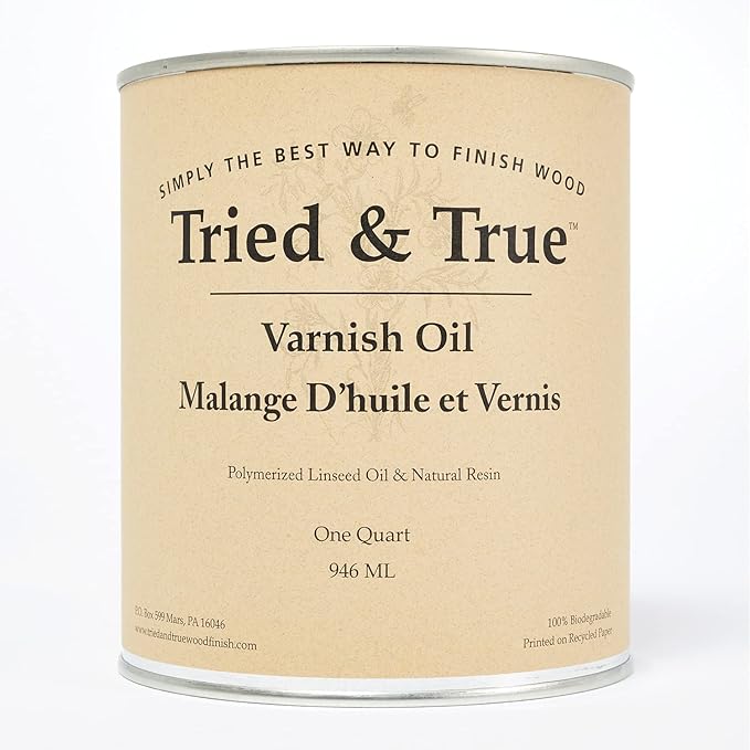 Tried & True Superior Varnish Oil Wood Finish, Quart - Natural Pine Resin & Linseed Oil, Ideal for Interior Furniture, Tables, Countertops - Non-Toxic, Scratch Resistant & Durable