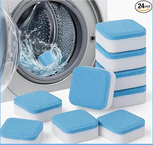 Washing Machine Cleaner Tablets - 24 Count, Deep Cleaning Descaler for Front & Top Load Washers | Removes Odor & Residue | Easy-to-Use Cleaning Tabs for Monthly Maintenance