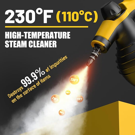 Pressurized Handheld Steam Cleaner with 10pcs Accessories & Safety Lock, Multi-Purpose & Powerful Home Use Steamer for Cleaning, Car, Bathroom, Shower, Upholstery, Grout, Window