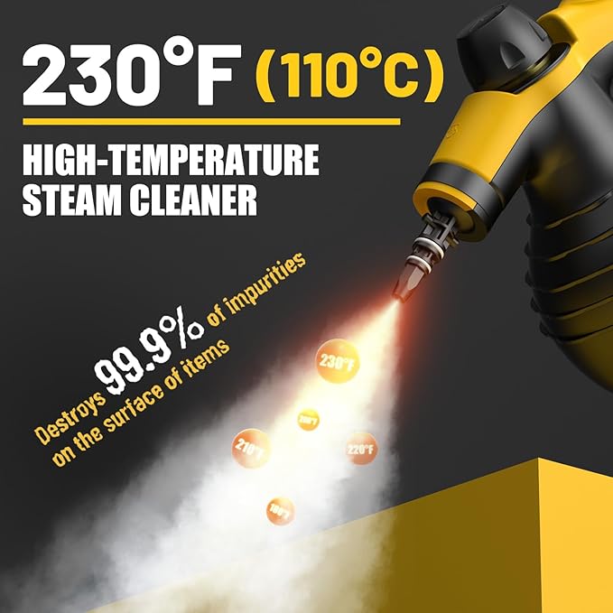 Pressurized Deep Cleaning Steam Cleaner, Multi-Surface Nature Steamer with Safety Lock & 10Pcs Accessories, Powerful Handheld Steam Cleaner for Home, Car, Furniture, Bathroom, Window, Grease, Grout