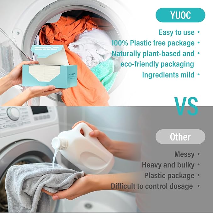 Laundry Detergent Sheets 200 Loads Unscented Laundry Soap Sheets Compact Lightweight Liquidless Biodegradable Plastic Free Alternative to Liquid & Powder Detergent