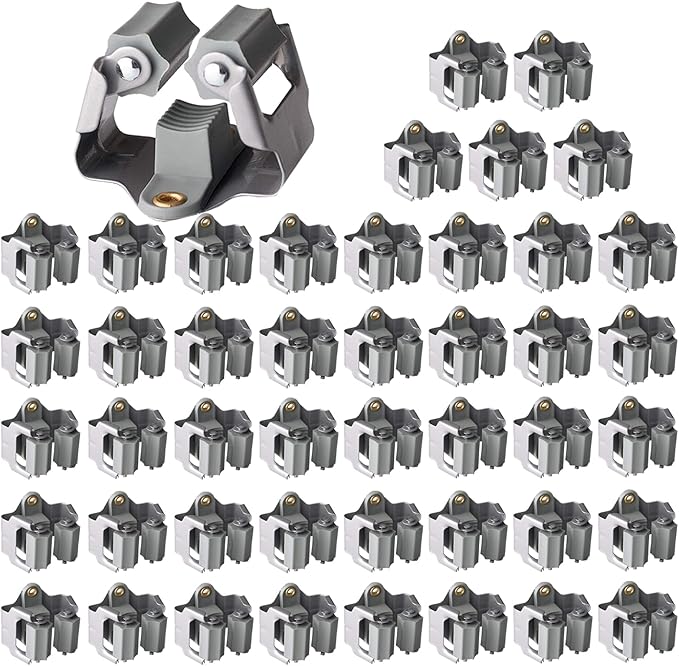 3-H 45 Pack Mop and Broom Holder Big Size Hanging 1 KG Extra,Broom Hanger Wall Mount for Hanging and Organizing Shove Rake Yard Tools in Shed Kitchen Laundry Room Bathroom Garden(Grey)