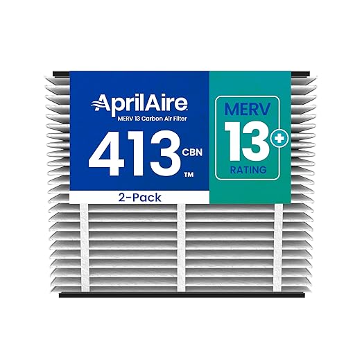AprilAire 413CBN Replacement Filter for AprilAire Whole House Air Purifiers - MERV 13 with Carbon, Healthy Home Allergy + Odor Reduction, 16x25x4 Air Filter (Pack of 2)