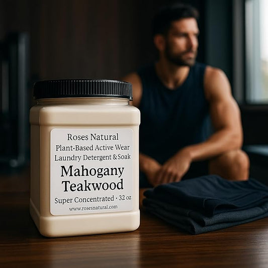 Mahogany Teakwood Active Wear Laundry Detergent & Soak – Deep-Cleaning Plant-Based Laundry Powder for Gym & Activewear, Powered by Enzymes, Made in the USA