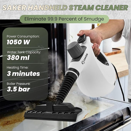 Saker Pressurized Handheld Steam Cleaner,Steam Disinfection Cleaner,Portable Steam Cleaner for Home,1050W Steam Cleaner,Quick Heating & Deep Cleaning of Floors, Cars, and Kitchen with 5 Fiber Cloths