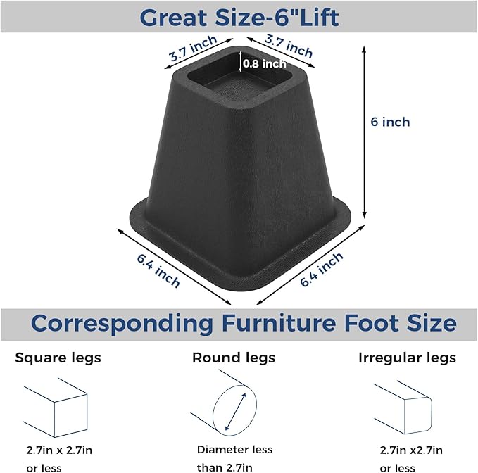 ALORAIR Dehumidifier Riser Kit 4-Pack, 6 Inch Heavy-Duty Universal Crawl Space Support for Optimal Drainage, Vibration & Noise Reduction, Fits All Crawlspace Dehumidifiers