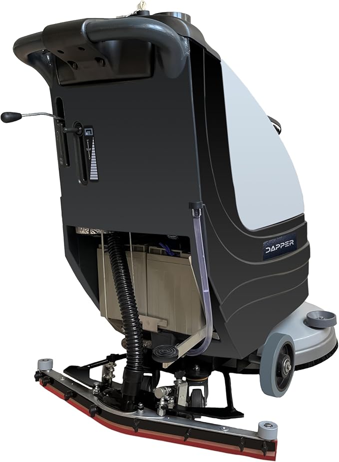 Battery Powered Walk Behind Floor and Carpet Scrubber Buffer Polisher, 19" Brush, 30" Squeegee Width, 13.5 gal Tank, Dual Brushes (Hard & Soft) and 3 Scouring Pads, 220 RPM