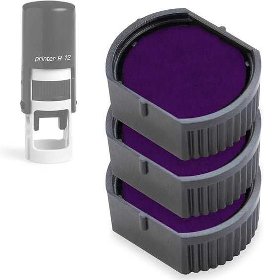 E/R12 Replacement Pad Compatible for 2000 Plus Printer R12 - Water Based - Pack of 3 - Purple