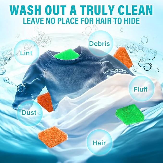 Pet Hair Remover for Laundry, 6Pcs Reusable Lint Remover for Laundry Pet Hair Catcher, Soft Dog Hair Remover for Washing Machine, Orange&Green
