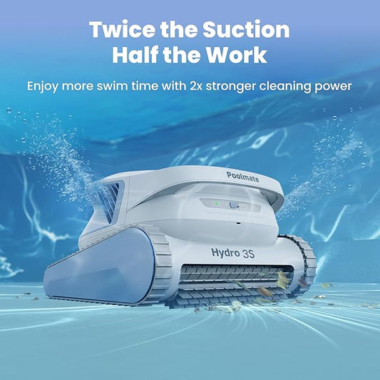 Poolmate Hydro 3S Cordless All-in-one Cleaning Robot Vacuums and Scrubs, Double Superior Cleanliness, 5 Hours Runtime + Smart Navigation S-Path, Ideal for Above & In-Ground Pools up to 1614 sq.ft
