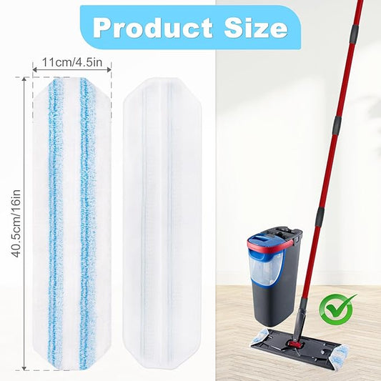 Mop Replacement Pads for OCedar H2prO Flat Mop System, 6 Pack Mop Pads for Ocedar H2prO Flat Mop, Machine Washable and Reusable Microfiber Mop Heads Replacements, Mop Refills Safe on Various Floors