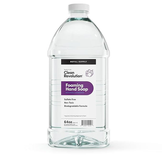 Clean Revolution Foaming Hand Soap Refill Supply Container, Ready to Use Formula, Natural Lavender Fragrance, 64 Fl Oz (Pack of 1)