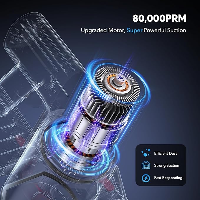 Cordless Vacuum Cleaner for Home, 80,000PRM Powerful 4 in 1 Lightweight Stick Vacuum with 2 Adjustable Suctions, Max 40 Mins Runtime, 2600mAh Rechargeable Vacuum Cleaners (Burgundy)