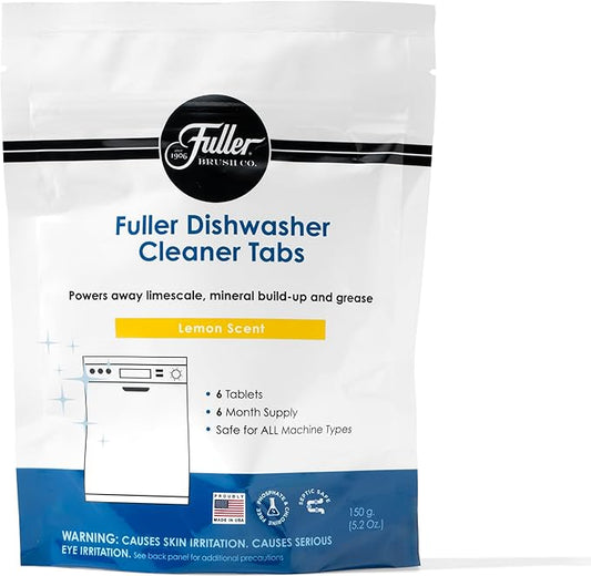 Fuller Dishwasher Cleaner Tabs – Lemon Scent – Eliminates Limescale, Grease & Odors – Septic Safe, Compatible with All Dishwasher Types – (Pack of 1)