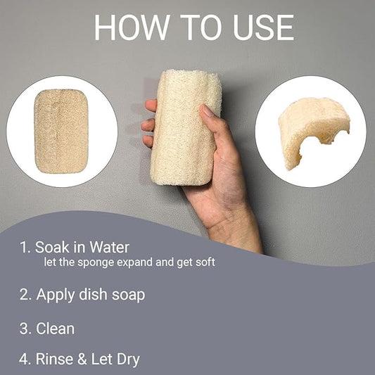 Natural Loofah Dish Sponge 10 Pack – Eco Friendly Biodegradable Kitchen Scrubber for Dishes, Pots & Pans
