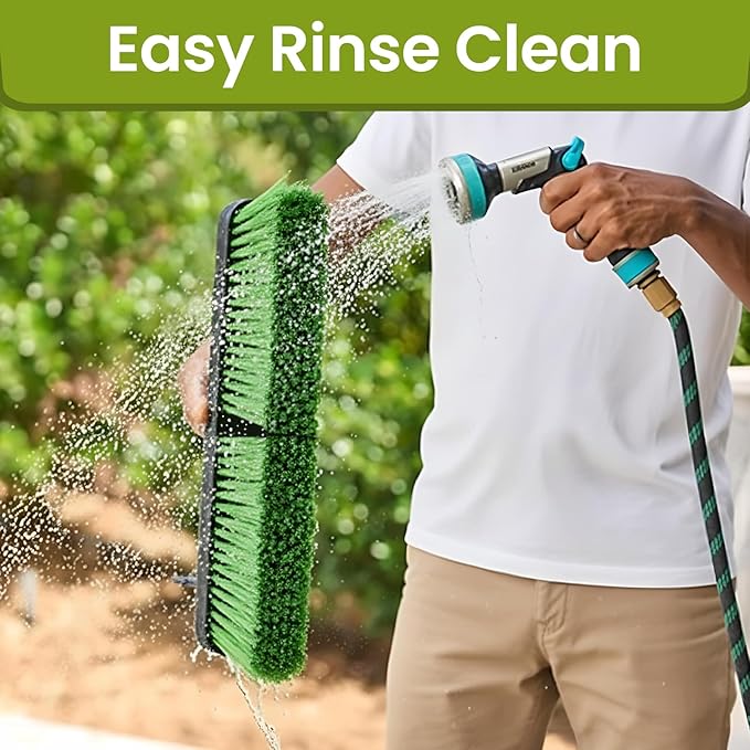 18” Indoor Shop and Garage Push Boom with Soft Bristles, Heavy Duty Brush Broom with 59” Long Handle for Commercial & Residental Floor Cleaning Sweeping