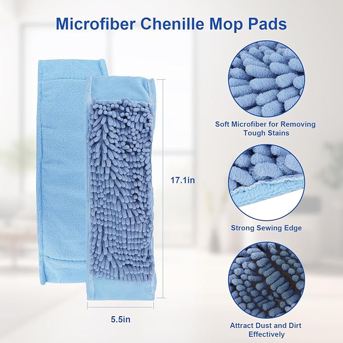 Microfiber Steam Mop Pads Compatible with Wagner Spraytech Steam Cleaner(905e, 915e, 925e), Washable & Reusable Microfiber Steam Mop Cloth(Chenille Pads)