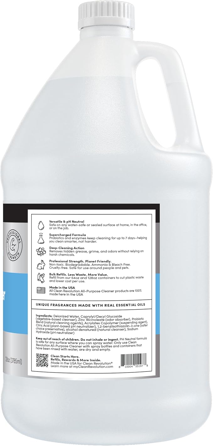Clean Revolution SuperCharged All Purpose Cleaner, Non-Toxic, Eco-Friendly & Plant-Based, Ready to Use, Fragrance Free, 128 Fl Oz