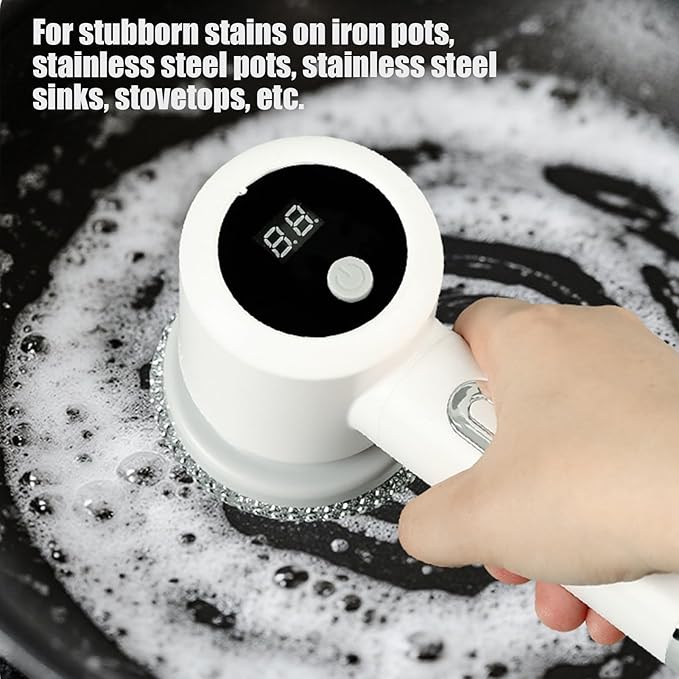 Bathroom Scrubber - 3-Level Electric Adjustable Household Tool with 5 Brush Heads,Shower Cleaner Brush - for Bathtub Tile Grout Floor Toilet Kitchen Wall Home Household Apartment Car Baseboard Washing