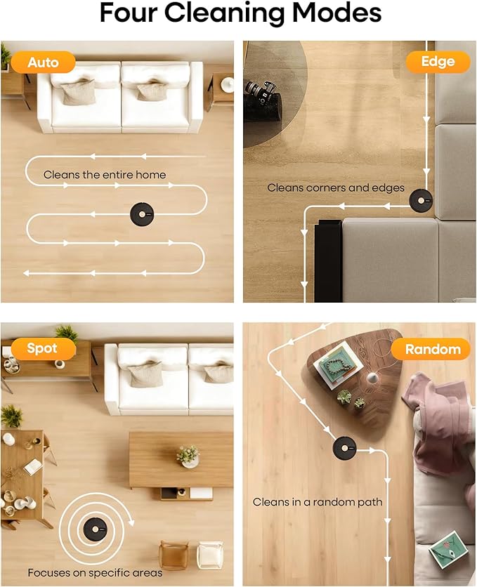 Robot Vacuum and Mop Combo,5000Pa Robotic Vacuum Cleaner,180mins Runtime Vacuum Robot with App/Remote/Alexa Control, Ideal for Hard Floor/Carpet/Pet Hair, Self-Charge,Schedule Clean(UR1)