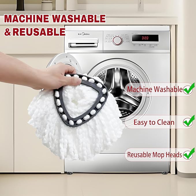 12 Pack Spin Mop Replacement Heads, Mop Replace Head Easywring 1-Tank System, Mop Head Replacement for Hardwood Floor Cleaning, Machine Washable and Easy to Replace