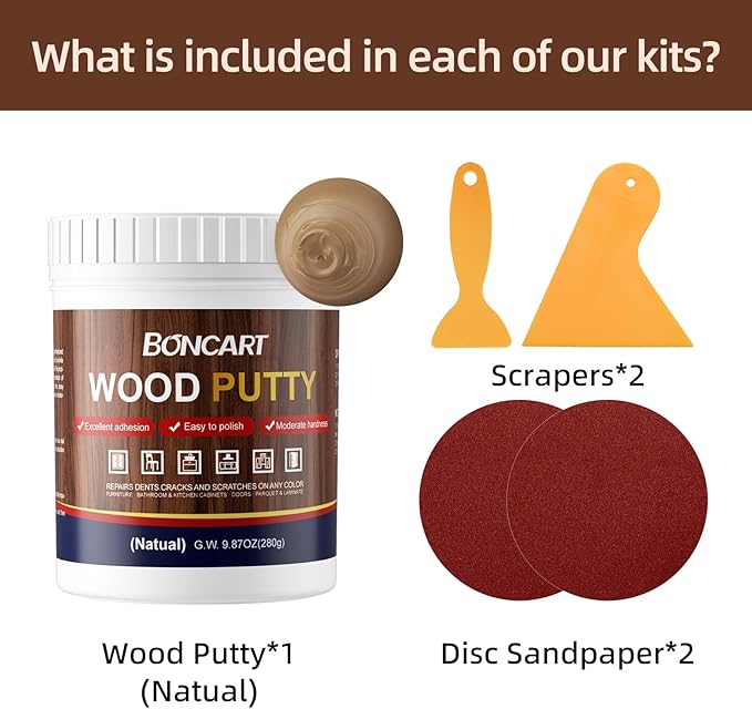 Wood Filler,Wood Putty,Wood Filler Paintable,Wood Repair Putty Stainable,9.87 Ounce Natual Wood Filler,Wood Furniture Repair Kit,Quickly Repair Any Broken and defective Wooden Furniture