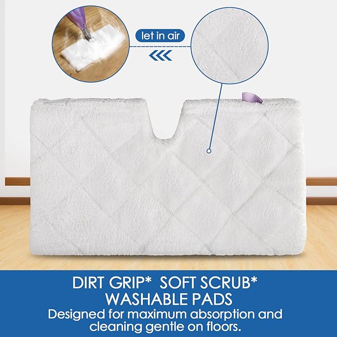 S3501 S3601 Steam Mop Replacement Pads Compatible with Shark Steam Pocket Mop, Vacmop Replacement Pads for Shark Steamer Pads S3500 Series S3501 S3601 S3550 S3601D S3901 S3801 S3801CO, White