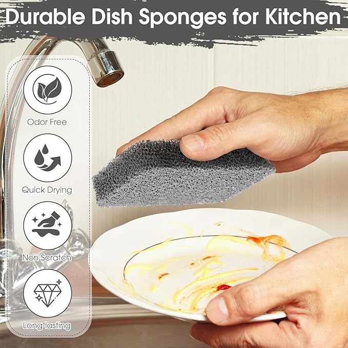 Tioncy 20 Pcs Silicone Scrubbing Sponges Bulk Heavy Duty Silicone Dish Sponges Non-Scratch Kitchen Dish Scrubbers, Odor-Free, Multi-Surface Safe, Cleaning for Dishes, Nonstick Pots, Countertops
