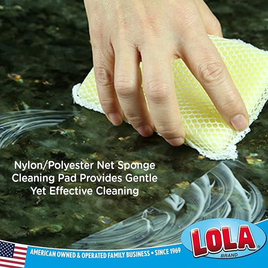 LOLA Nylon Netting Sponge Cleaning Scrubber Pad, 2 Pack, Non Scratch, Safe on Non-Stick Surfaces Coated Cookware & Dishes - Gentle Effective Cleaning