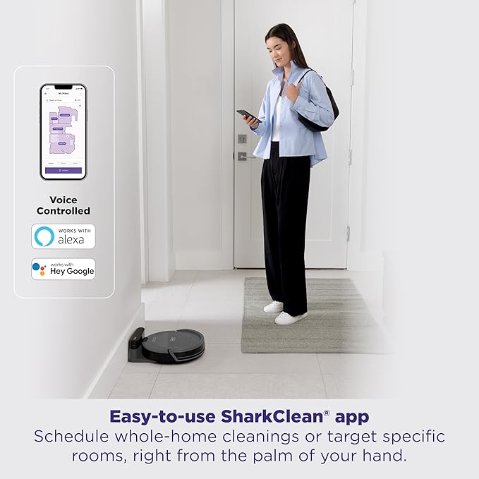Shark Navigator Robot Vacuum with SmartPath Navigation and Self-Cleaning Brushroll, Powerful Suction, Pet Hair Pickup, Anti-Hair Wrap, for Carpets & Hard Floors, Steel Grey, RV2110