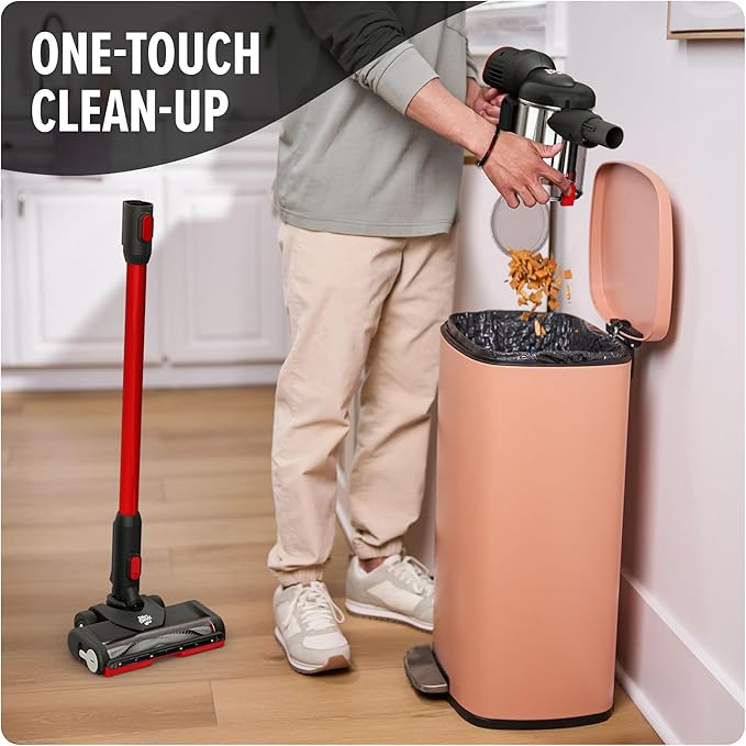 Dirt Devil Self-Standing Cordless Stick Vacuum Cleaner with Included Tools, for Carpet and Hard Floors, Lightweight Design, Powerful Suction, LED Headlights, BD57000V, Black