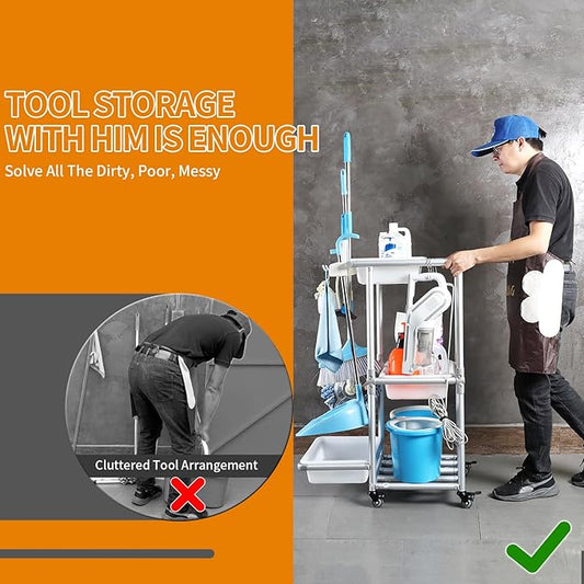 A Nice Little Cleaning Cart - Rolling Cleaning Cart for Efficient Organization of Cleaning Supplies